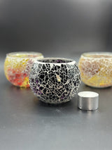 Mosaic Candle Holder Maroon Crackle