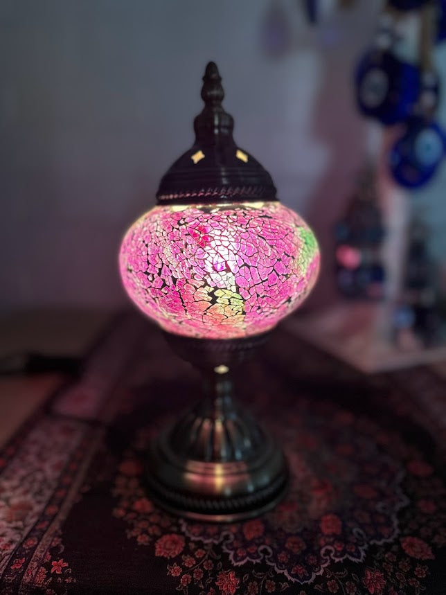 Table Lamps - Pink Crackle