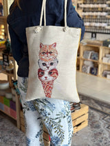 Cotton Shoulder Bag Cats on the Cornet