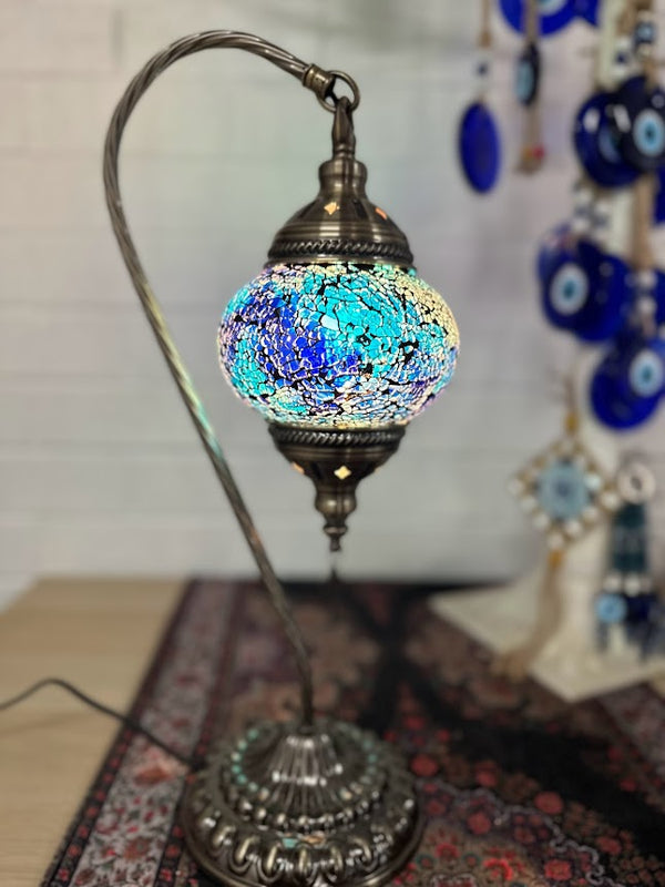 Swan Lamps Mosaics - Dark Blue Crackle