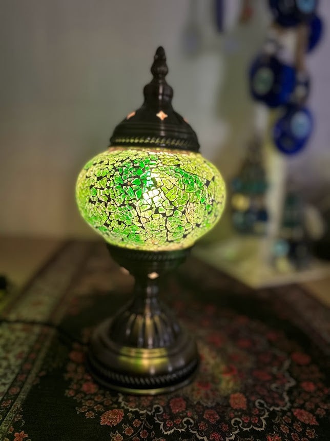 Table Lamps - Green Crackle