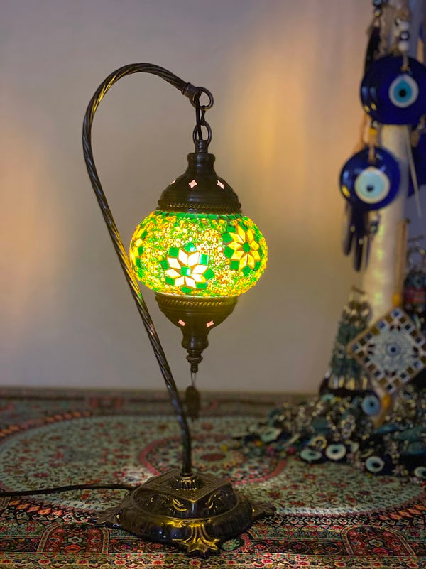 Turkish Swan Neck Mosaic Table Lamp (Rainbow)
