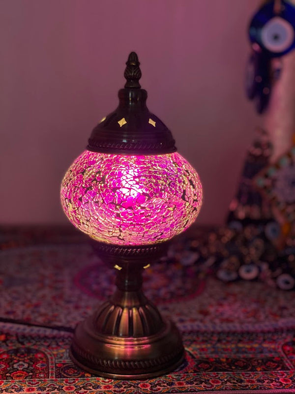 Table Lamp- Pink Crackle