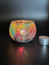 Mosaic Candle Holder Rainbow Crackle