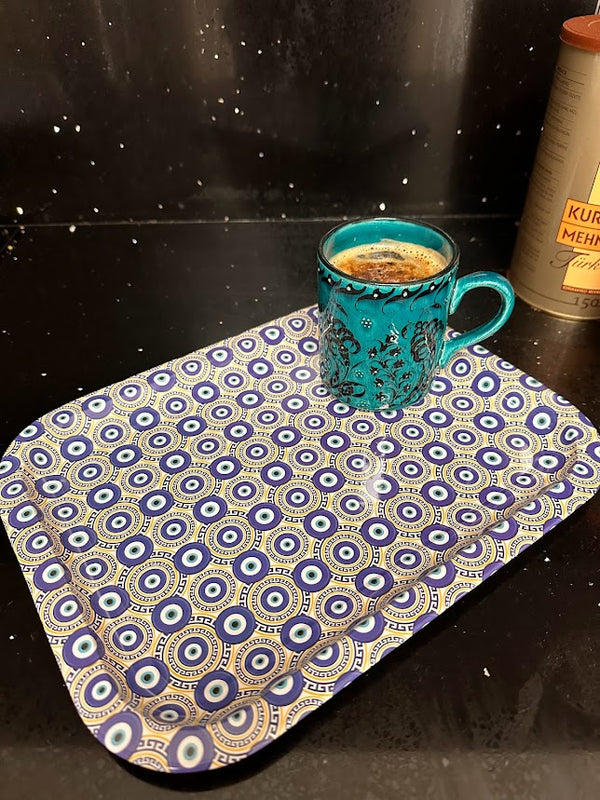 Evil Eye Metal Tray - Blue Gold