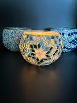 Mosaic Candle Holder White Star