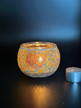 Mosaic Candle Holder Yellow Crackle