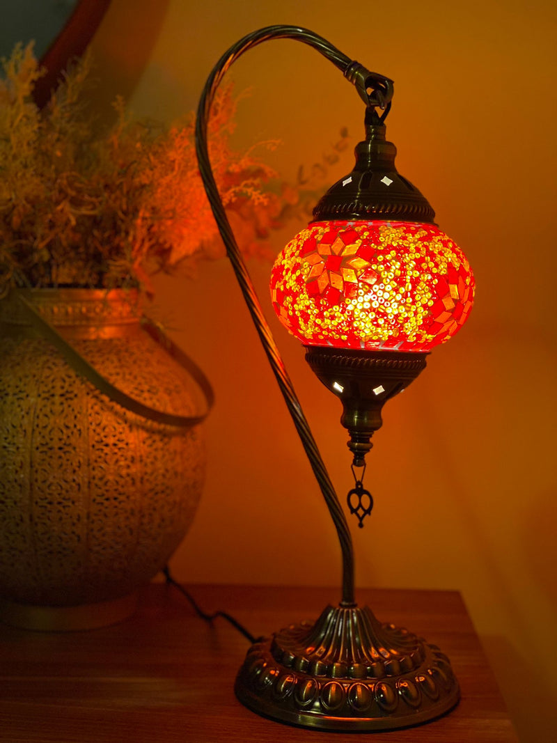 Swan Lamps - Red Yellow Flower