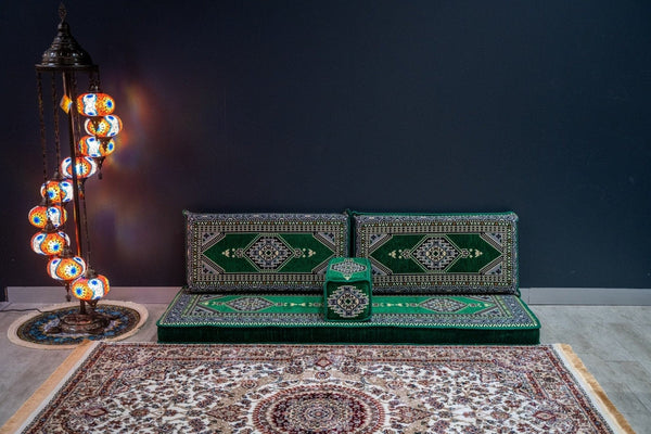 Divan Set ( Floor Cushions ) Majlis Green - Bazaar G Rugs N Gifts