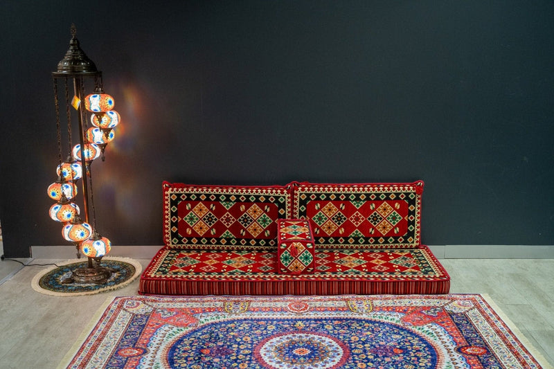 Divan Set ( Floor Cushions ) Majlis Red Square - Bazaar G Rugs N Gifts