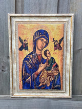 Vintage stone with Vintage frame 20x30 - Mother of Perpetual Help